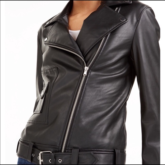 ❗️NWT❗️Bar III Deep Black Faux Leather Jacket - Picture 2 of 10